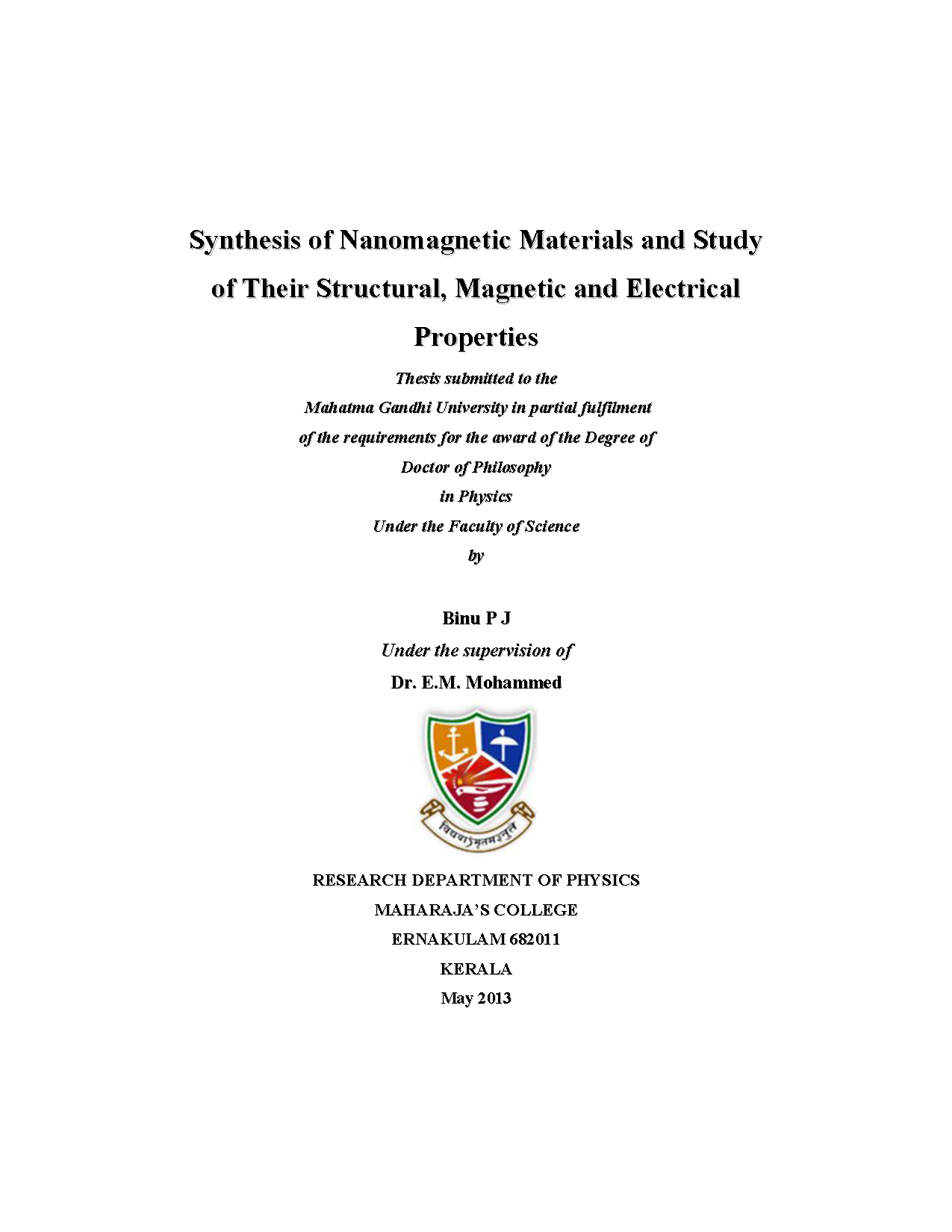 synthesis of the study thesis